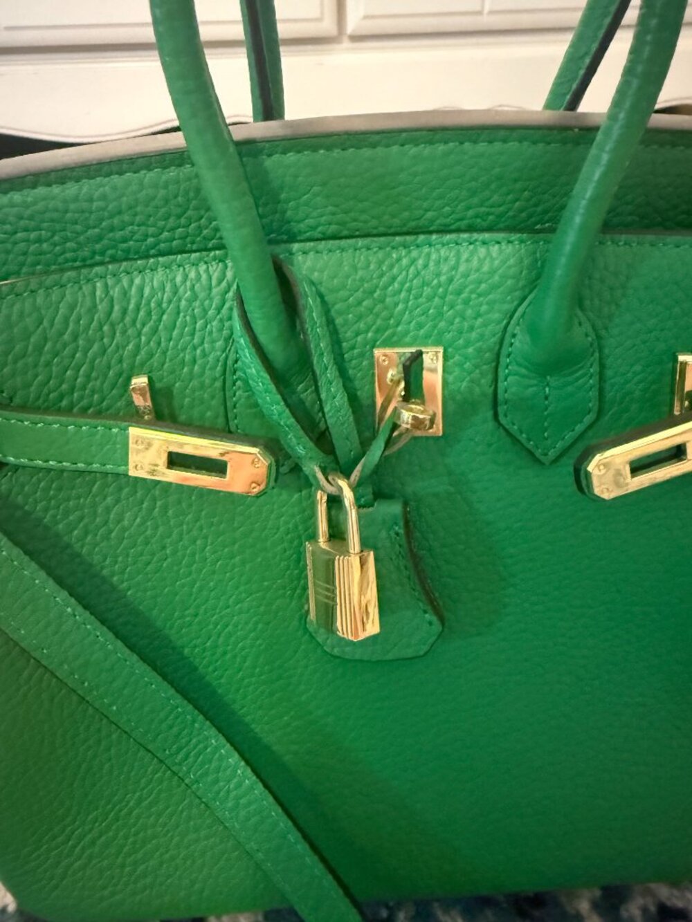 Ainifeel Green Leather Tote Bag - Picture 9 of 10